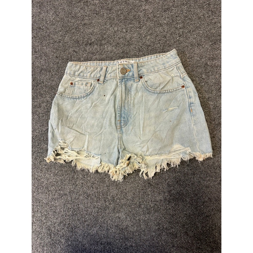 Primark Shorts Womens Size 4 Light Wash Distressed Frayed Hem Denim Casual